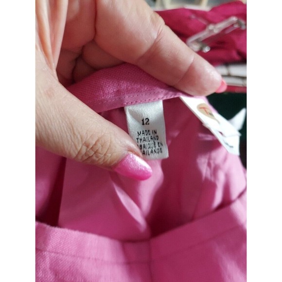 TALBOTS Barbie Pink Irish Linen side Zip Pants Size 12 - Picture 7 of 9